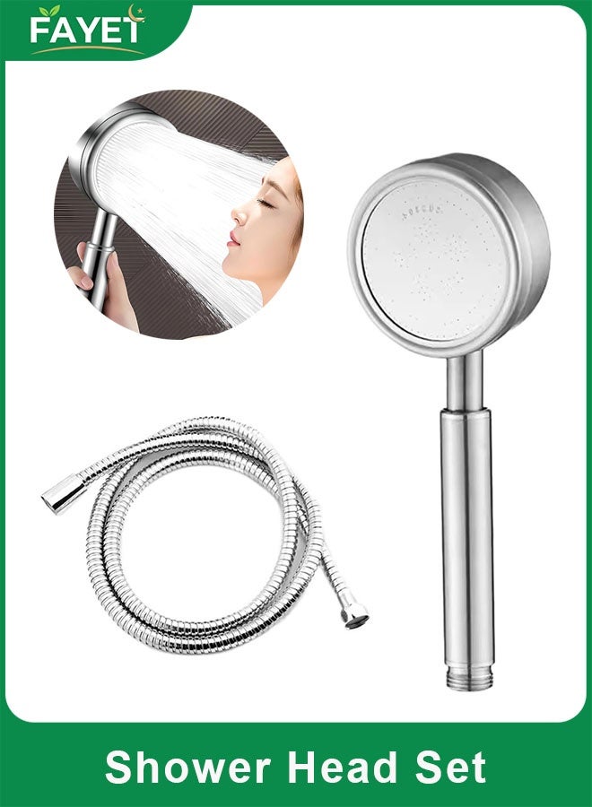 FAYET High Pressure Handheld Shower Head Set, 304 Stainless Steel Detachable Showerhead with Hose, Universal Interface, Easy Install Water-Saving Bath Spray - Image 1